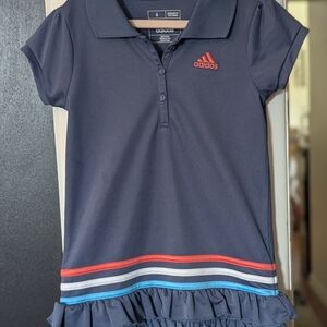 Adidas Kids Navy Polo Dress with Ruffles